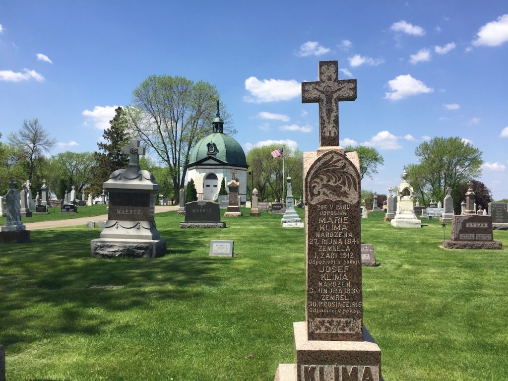 St Wenceslas Cemetery in New Prague Minnesota with 19th century Bohemian settlers' graves